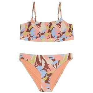 Roxy Girl's Rustic  Brown Floraldelic Moonlight Story Athletic Swim Set Size 10